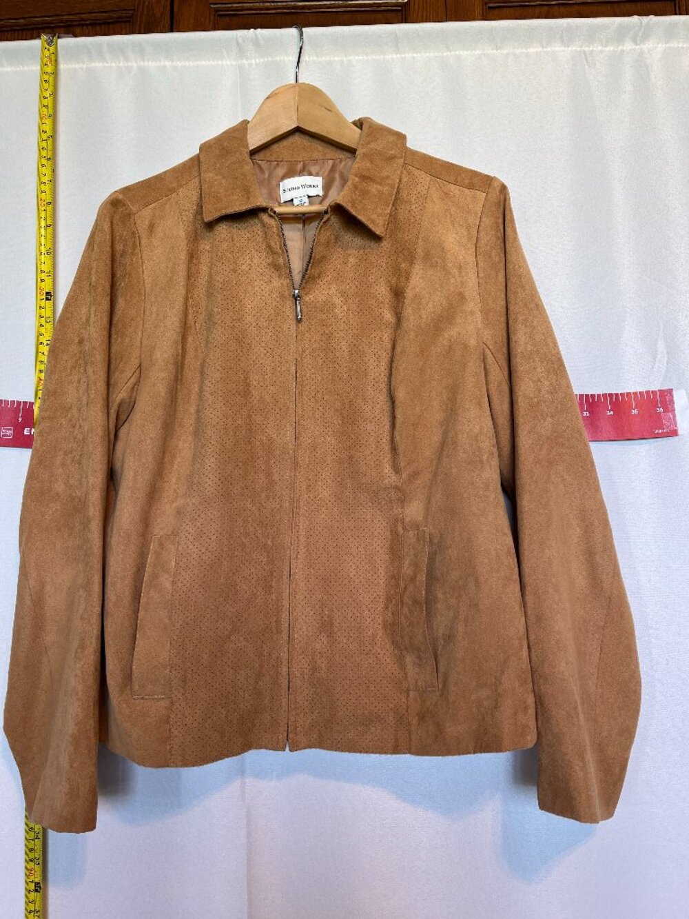 Tan Faux Suede Full-Zip Jacket size 12